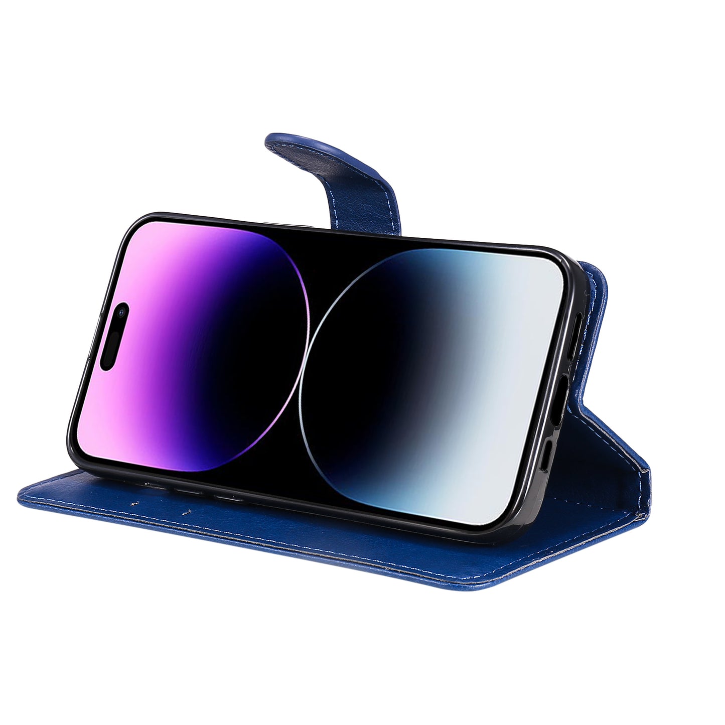 KT Leather Series-2 Phone Leather Case for iPhone 15 Pro Max , Solid Color Wallet Phone Stand Cover