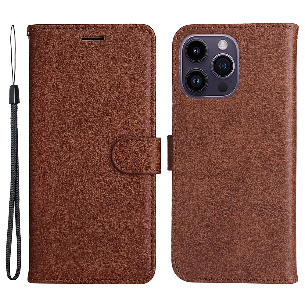 KT Leather Series-2 Phone Leather Case for iPhone 15 Pro Max , Solid Color Wallet Phone Stand Cover