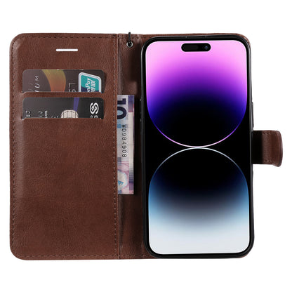 KT Leather Series-2 Phone Leather Case for iPhone 15 Pro Max , Solid Color Wallet Phone Stand Cover
