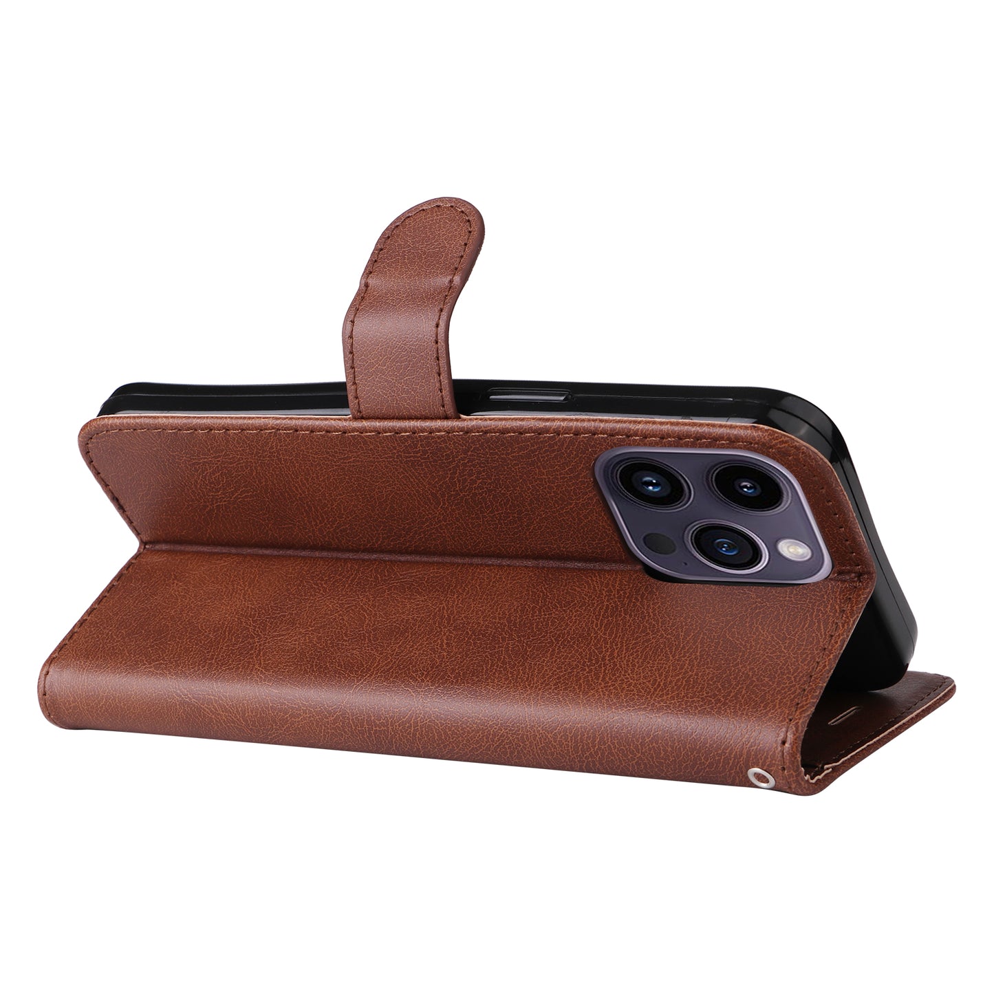 KT Leather Series-2 Phone Leather Case for iPhone 15 Pro Max , Solid Color Wallet Phone Stand Cover