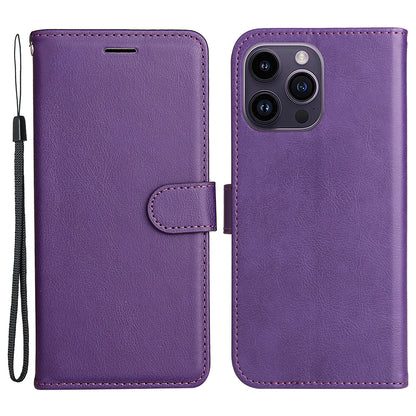 KT Leather Series-2 Phone Leather Case for iPhone 15 Pro Max , Solid Color Wallet Phone Stand Cover