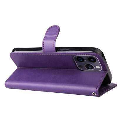 KT Leather Series-2 Phone Leather Case for iPhone 15 Pro Max , Solid Color Wallet Phone Stand Cover