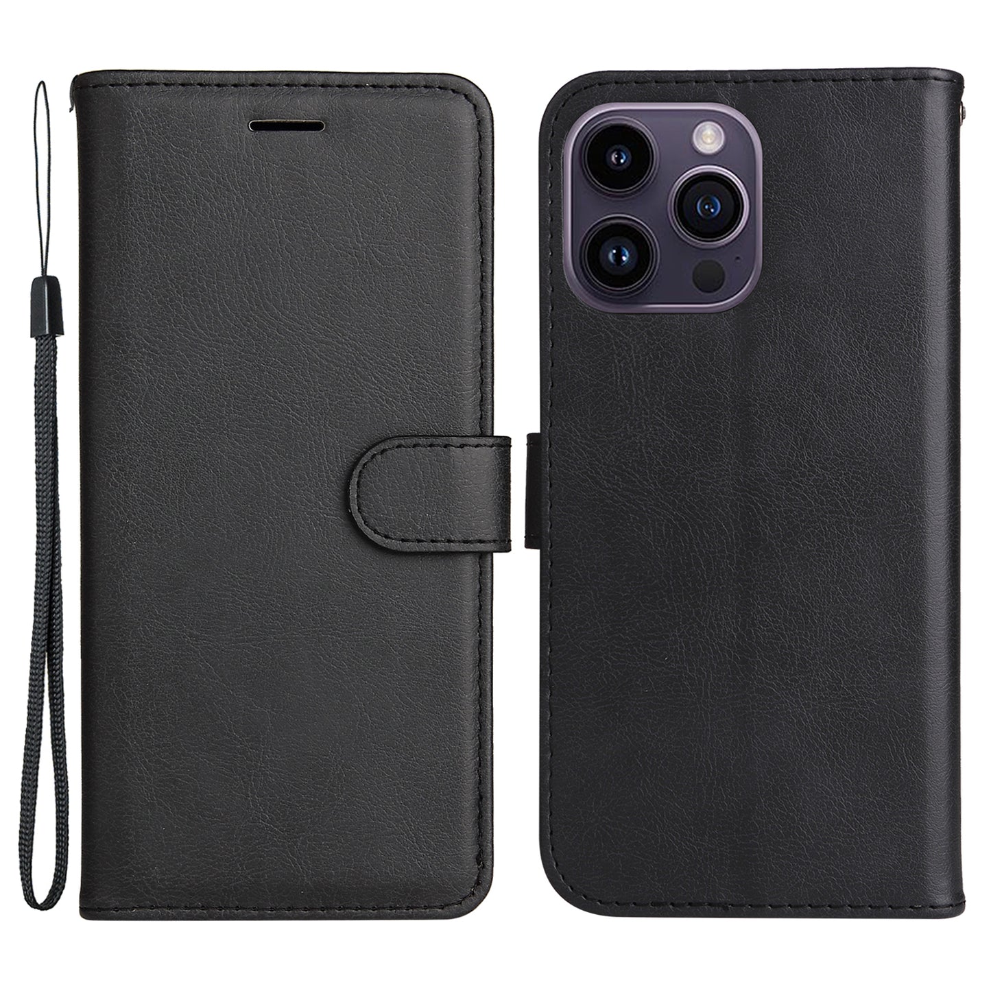 KT Leather Series-2 Phone Leather Case for iPhone 15 Pro Max , Solid Color Wallet Phone Stand Cover