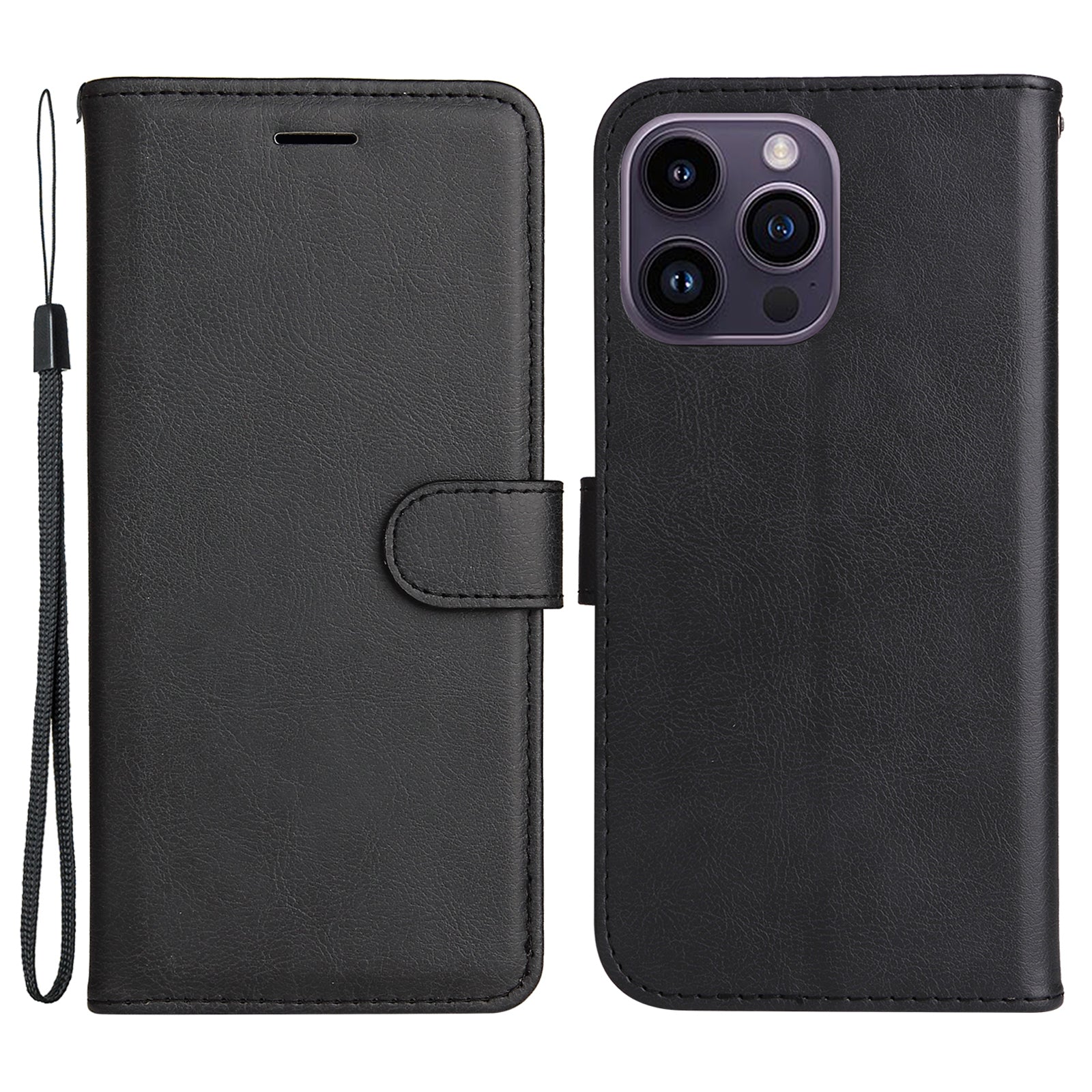 KT Leather Series-2 Phone Leather Case for iPhone 15 Pro Max , Solid Color Wallet Phone Stand Cover