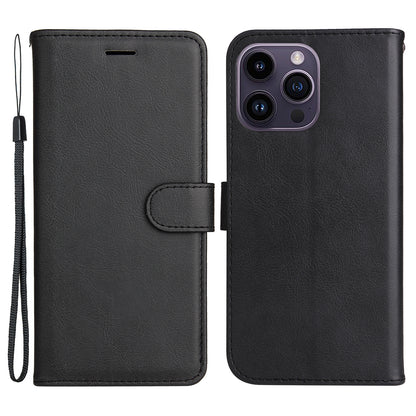 KT Leather Series-2 Phone Leather Case for iPhone 15 Pro Max , Solid Color Wallet Phone Stand Cover