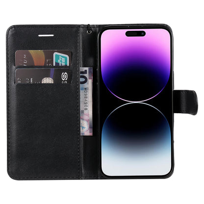 KT Leather Series-2 Phone Leather Case for iPhone 15 Pro Max , Solid Color Wallet Phone Stand Cover
