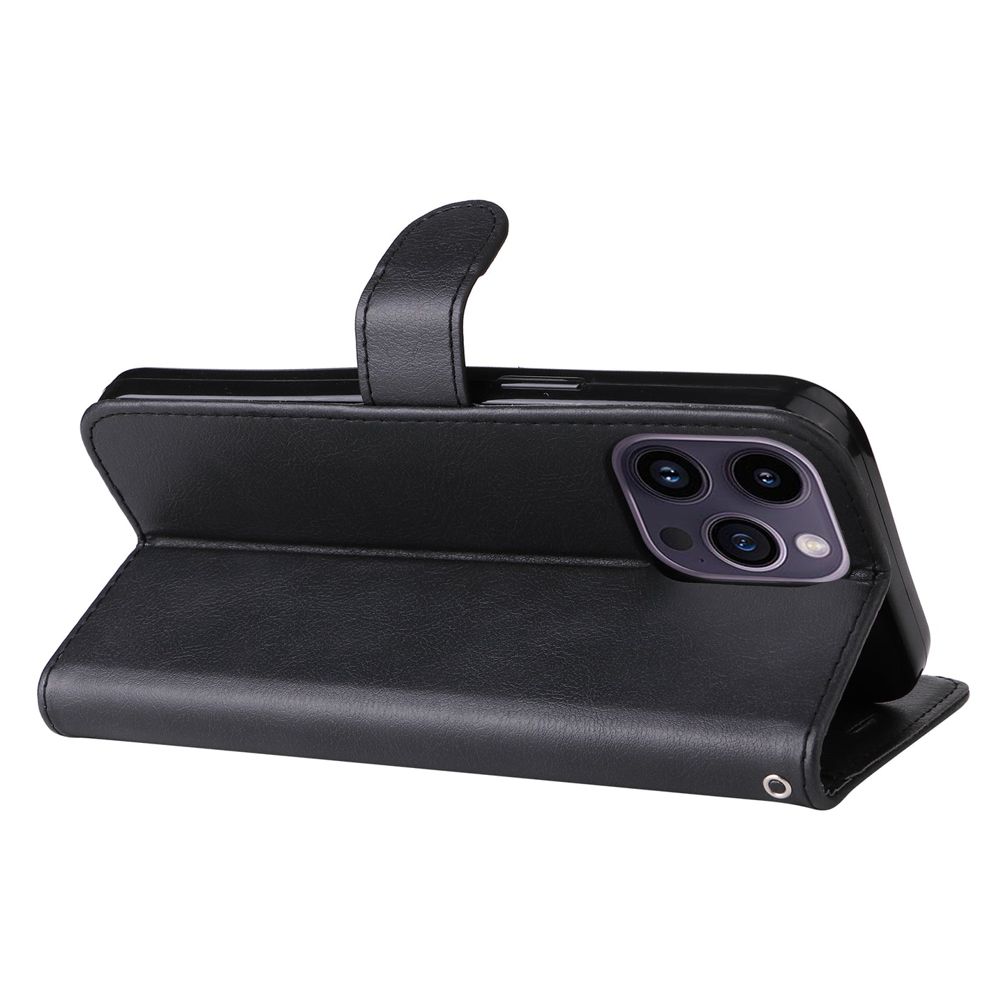 KT Leather Series-2 Phone Leather Case for iPhone 15 Pro Max , Solid Color Wallet Phone Stand Cover