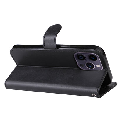 KT Leather Series-2 Phone Leather Case for iPhone 15 Pro Max , Solid Color Wallet Phone Stand Cover