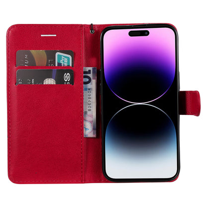 KT Leather Series-2 Phone Leather Case for iPhone 15 Pro Max , Solid Color Wallet Phone Stand Cover