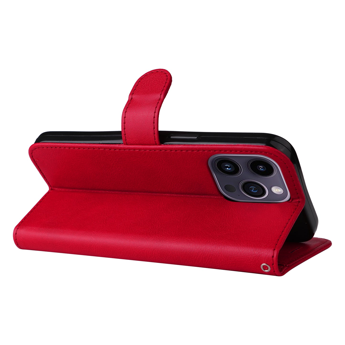 KT Leather Series-2 Phone Leather Case for iPhone 15 Pro Max , Solid Color Wallet Phone Stand Cover