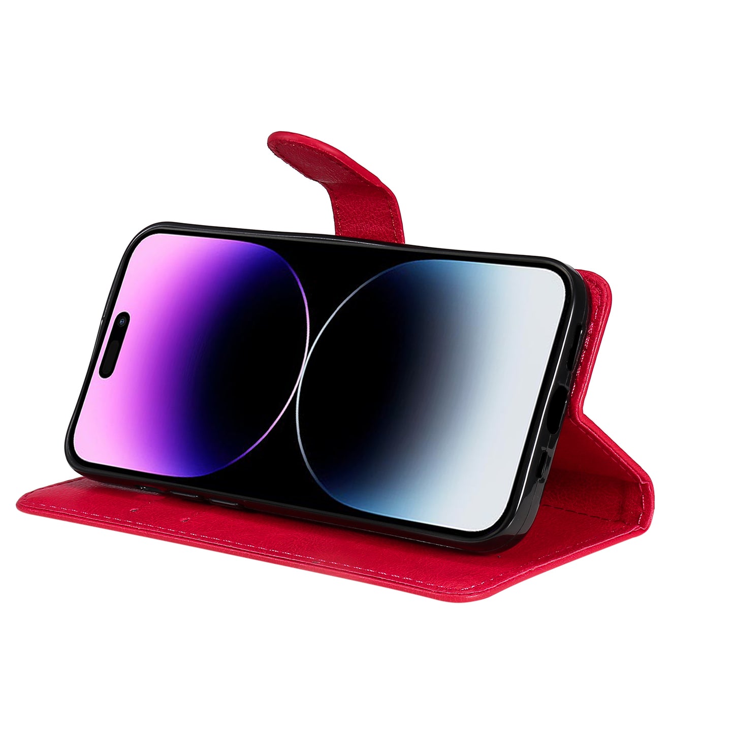 KT Leather Series-2 Phone Leather Case for iPhone 15 Pro Max , Solid Color Wallet Phone Stand Cover