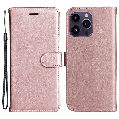 KT Leather Series-2 Phone Leather Case for iPhone 15 Pro Max , Solid Color Wallet Phone Stand Cover