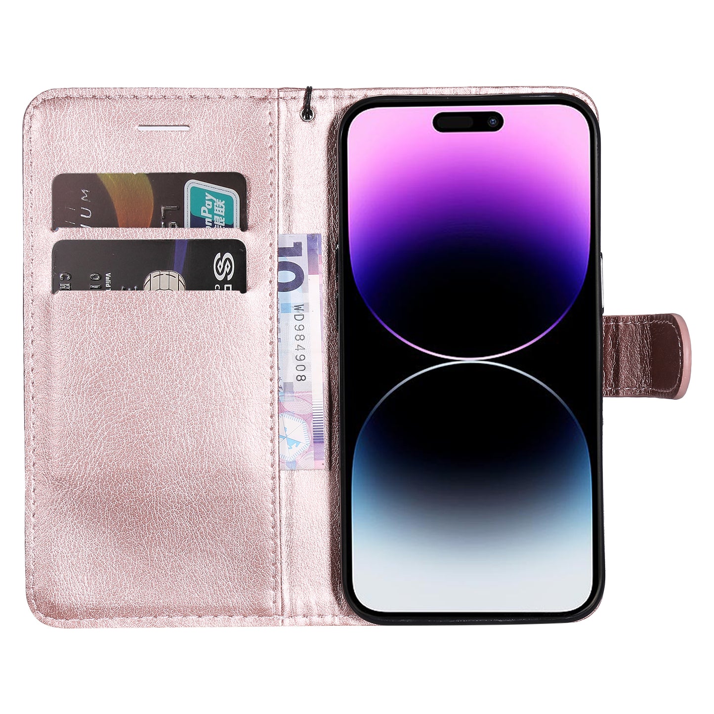 KT Leather Series-2 Phone Leather Case for iPhone 15 Pro Max , Solid Color Wallet Phone Stand Cover