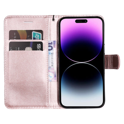 KT Leather Series-2 Phone Leather Case for iPhone 15 Pro Max , Solid Color Wallet Phone Stand Cover