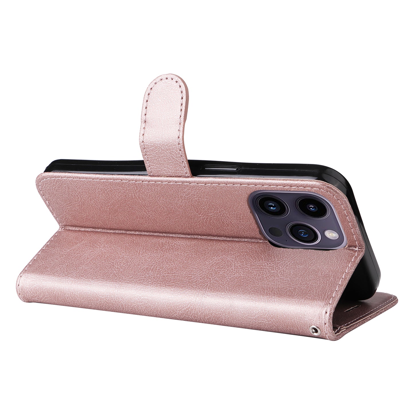 KT Leather Series-2 Phone Leather Case for iPhone 15 Pro Max , Solid Color Wallet Phone Stand Cover
