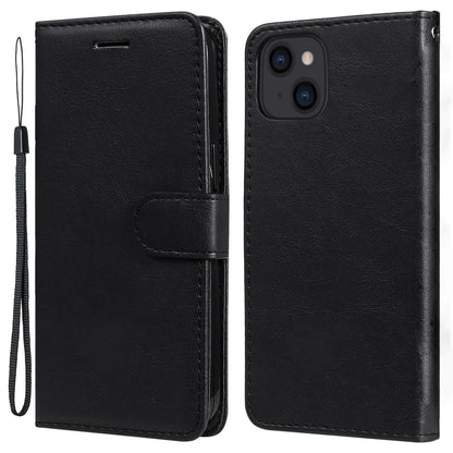 KT Leather Series-2 PU Leather Stand Case for iPhone 15 , Solid Color Wallet Full Protection Phone Cover
