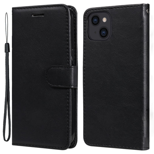 KT Leather Series-2 PU Leather Stand Case for iPhone 15 , Solid Color Wallet Full Protection Phone Cover