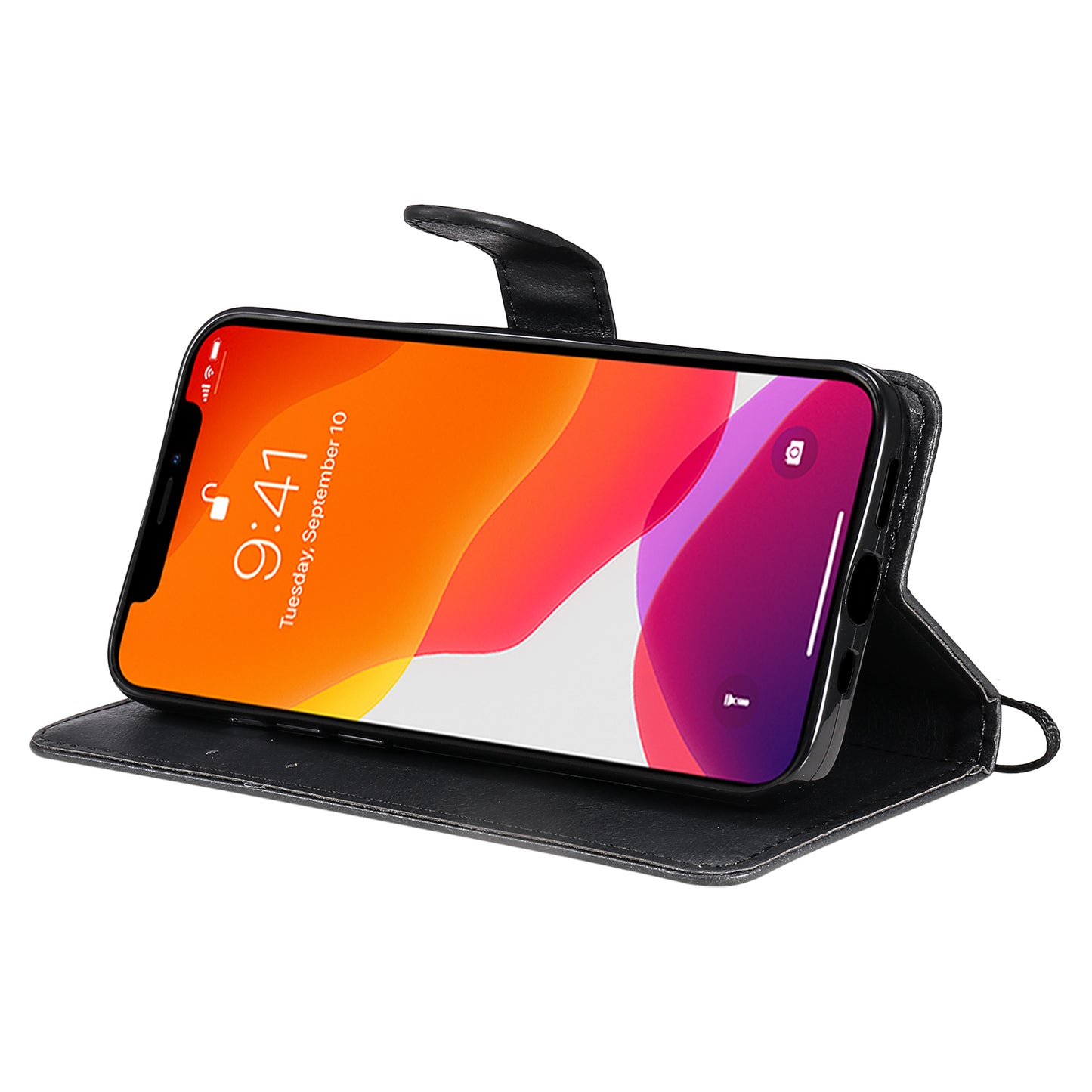 KT Leather Series-2 PU Leather Stand Case for iPhone 15 , Solid Color Wallet Full Protection Phone Cover