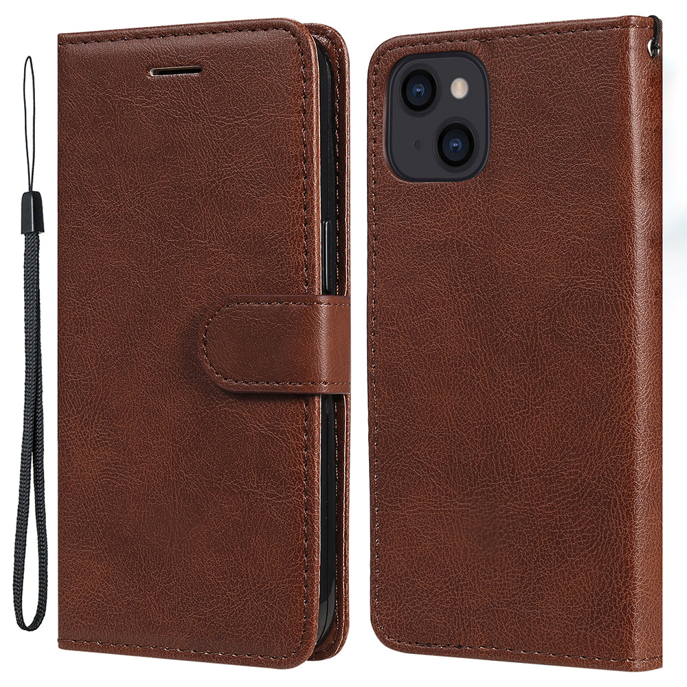 KT Leather Series-2 PU Leather Stand Case for iPhone 15 , Solid Color Wallet Full Protection Phone Cover