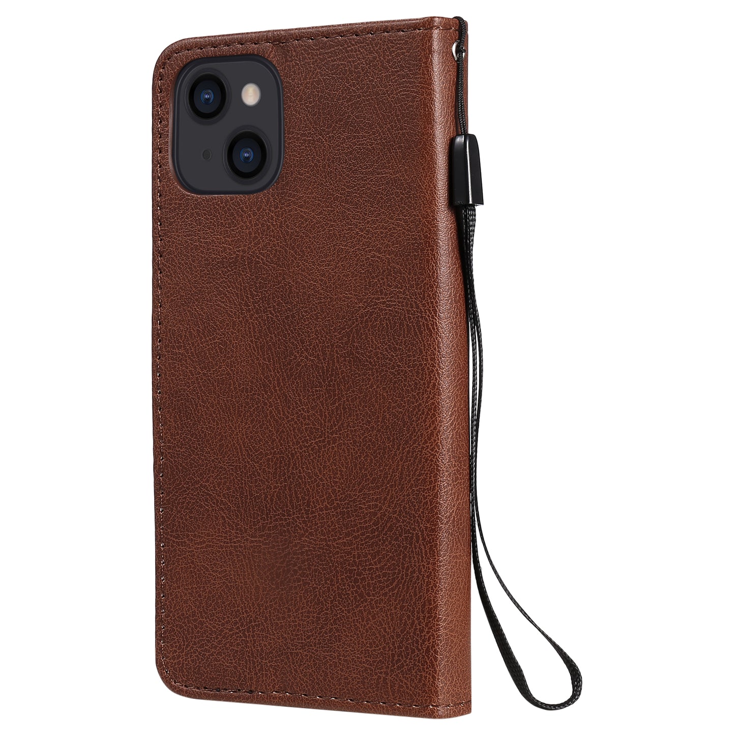 KT Leather Series-2 PU Leather Stand Case for iPhone 15 , Solid Color Wallet Full Protection Phone Cover