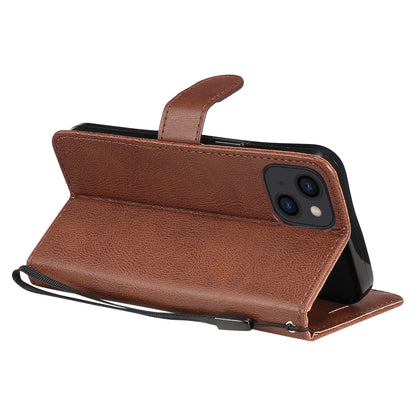 KT Leather Series-2 PU Leather Stand Case for iPhone 15 , Solid Color Wallet Full Protection Phone Cover