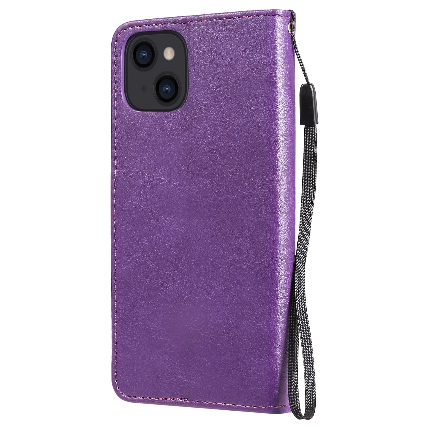 KT Leather Series-2 PU Leather Stand Case for iPhone 15 , Solid Color Wallet Full Protection Phone Cover