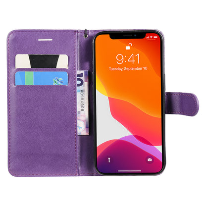 KT Leather Series-2 PU Leather Stand Case for iPhone 15 , Solid Color Wallet Full Protection Phone Cover