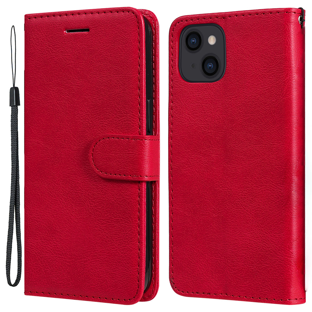 KT Leather Series-2 PU Leather Stand Case for iPhone 15 , Solid Color Wallet Full Protection Phone Cover
