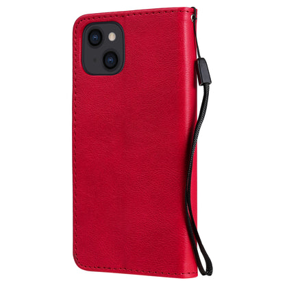 KT Leather Series-2 PU Leather Stand Case for iPhone 15 , Solid Color Wallet Full Protection Phone Cover