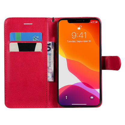 KT Leather Series-2 PU Leather Stand Case for iPhone 15 , Solid Color Wallet Full Protection Phone Cover
