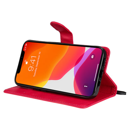 KT Leather Series-2 PU Leather Stand Case for iPhone 15 , Solid Color Wallet Full Protection Phone Cover