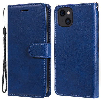 KT Leather Series-2 PU Leather Stand Case for iPhone 15 , Solid Color Wallet Full Protection Phone Cover