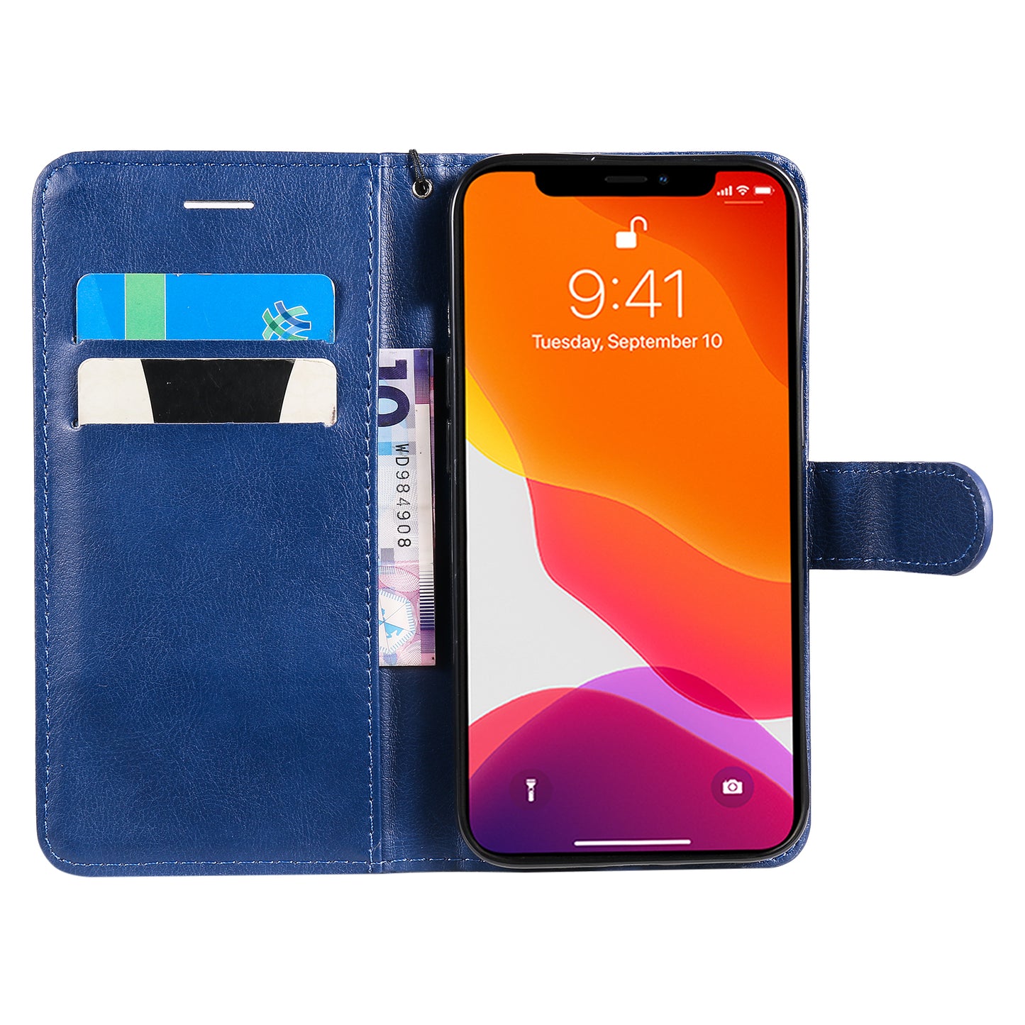 KT Leather Series-2 PU Leather Stand Case for iPhone 15 , Solid Color Wallet Full Protection Phone Cover