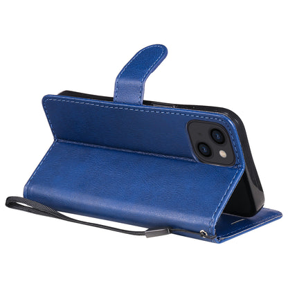 KT Leather Series-2 PU Leather Stand Case for iPhone 15 , Solid Color Wallet Full Protection Phone Cover