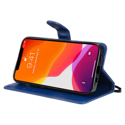 KT Leather Series-2 PU Leather Stand Case for iPhone 15 , Solid Color Wallet Full Protection Phone Cover