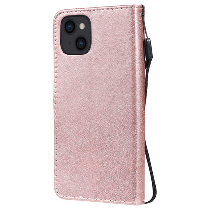 KT Leather Series-2 PU Leather Stand Case for iPhone 15 , Solid Color Wallet Full Protection Phone Cover