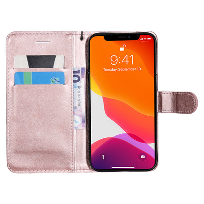 KT Leather Series-2 PU Leather Stand Case for iPhone 15 , Solid Color Wallet Full Protection Phone Cover