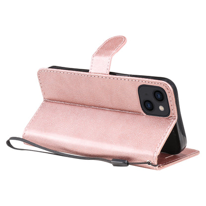 KT Leather Series-2 PU Leather Stand Case for iPhone 15 , Solid Color Wallet Full Protection Phone Cover