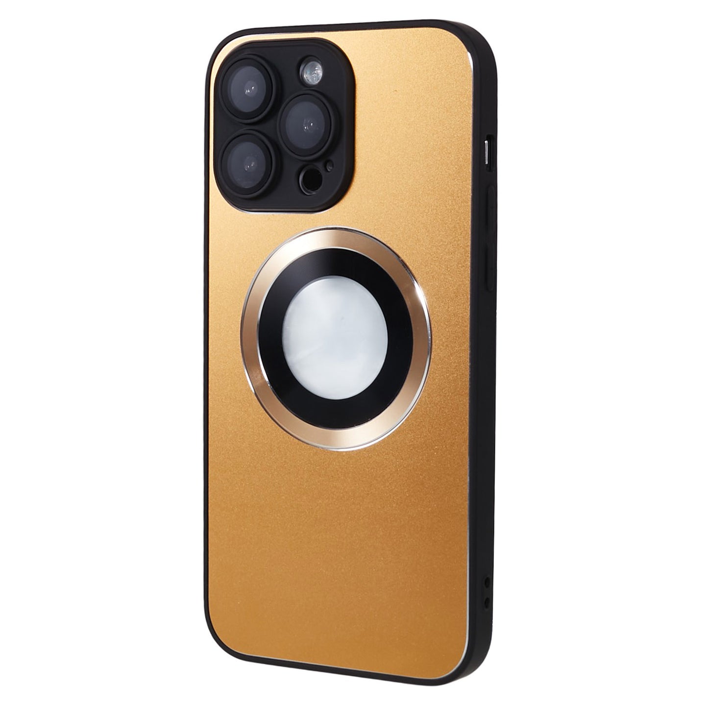For iPhone 13 Pro AG Matte Back Cover Magnetic Aluminum Alloy Ring TPU Logo View Phone Case with Lens Protector