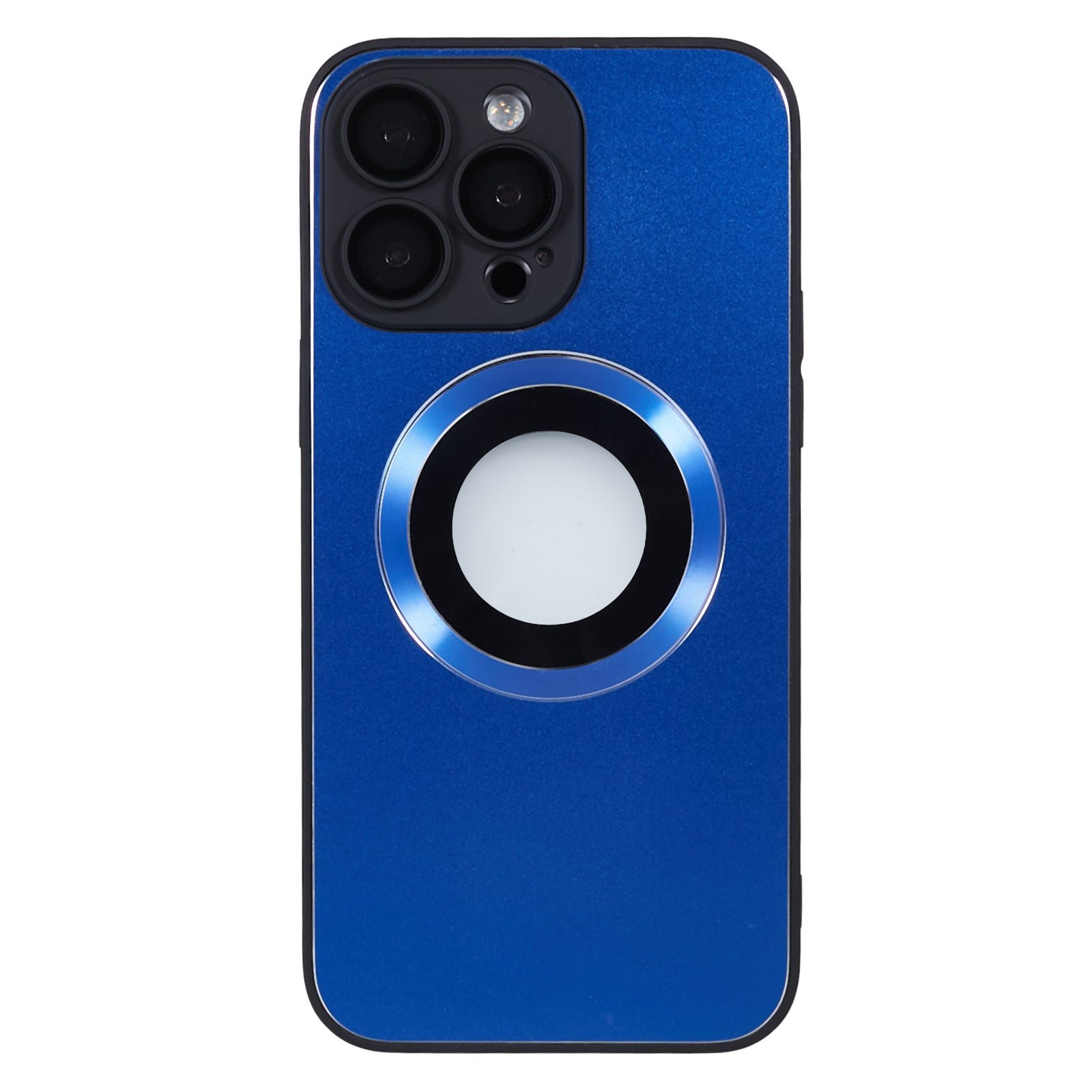 For iPhone 13 Pro AG Matte Back Cover Magnetic Aluminum Alloy Ring TPU Logo View Phone Case with Lens Protector