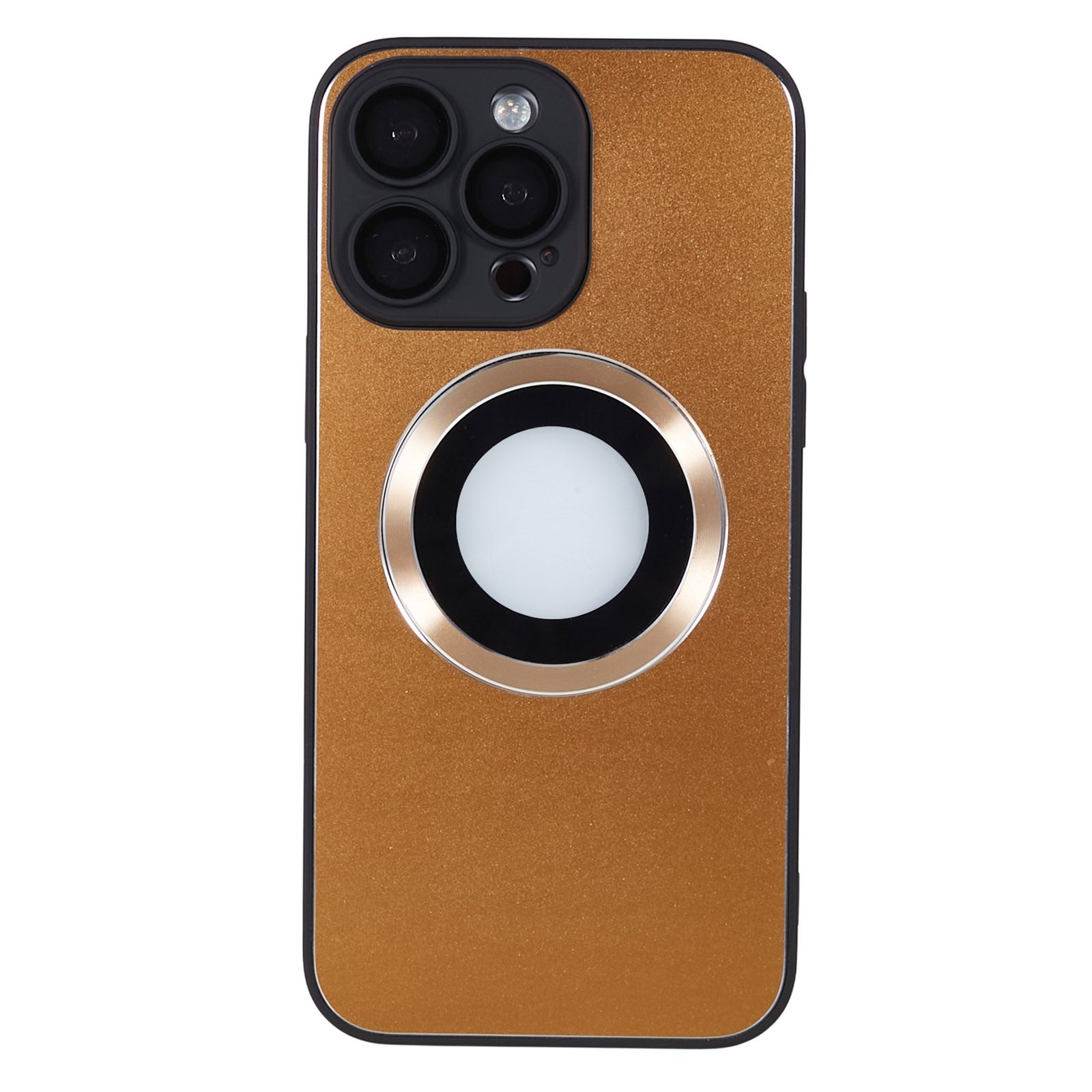 For iPhone 14 Pro TPU Magnetic Phone Case Aluminum Alloy Ring Logo View AG Matte Cover with Lens Protector