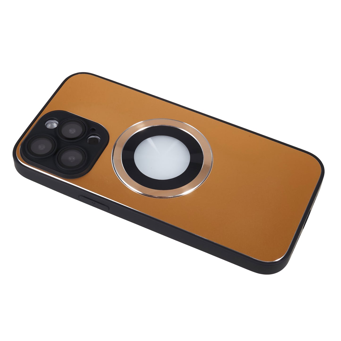 For iPhone 14 Pro TPU Magnetic Phone Case Aluminum Alloy Ring Logo View AG Matte Cover with Lens Protector