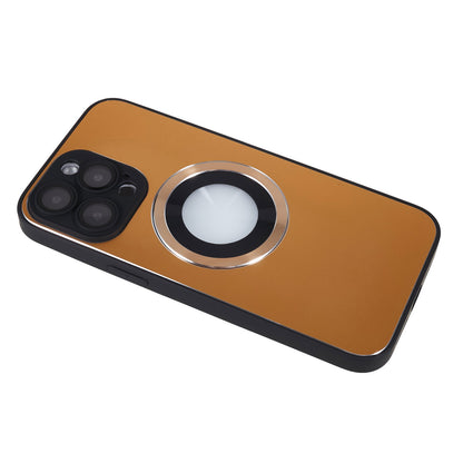 For iPhone 14 Pro TPU Magnetic Phone Case Aluminum Alloy Ring Logo View AG Matte Cover with Lens Protector