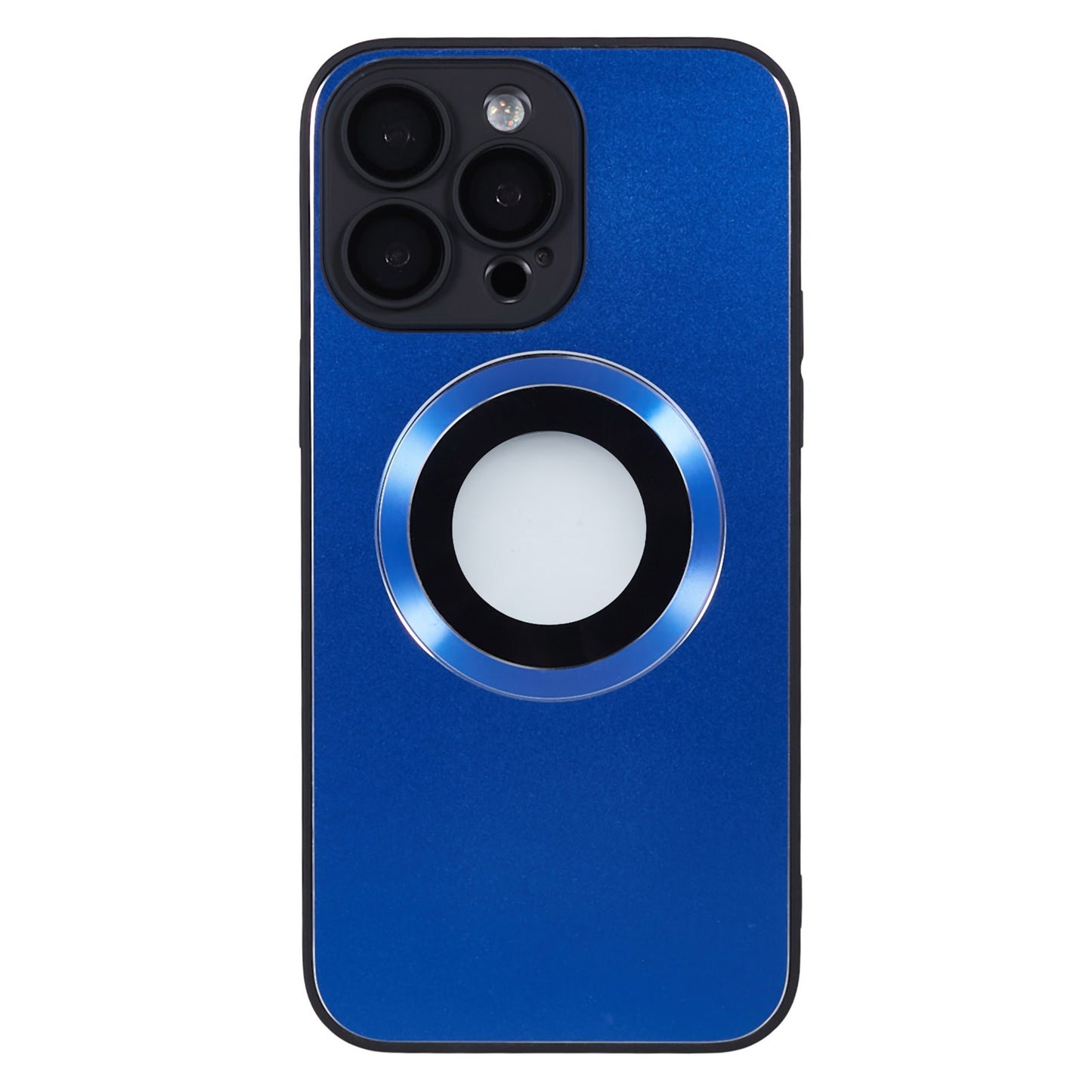 For iPhone 14 Pro TPU Magnetic Phone Case Aluminum Alloy Ring Logo View AG Matte Cover with Lens Protector