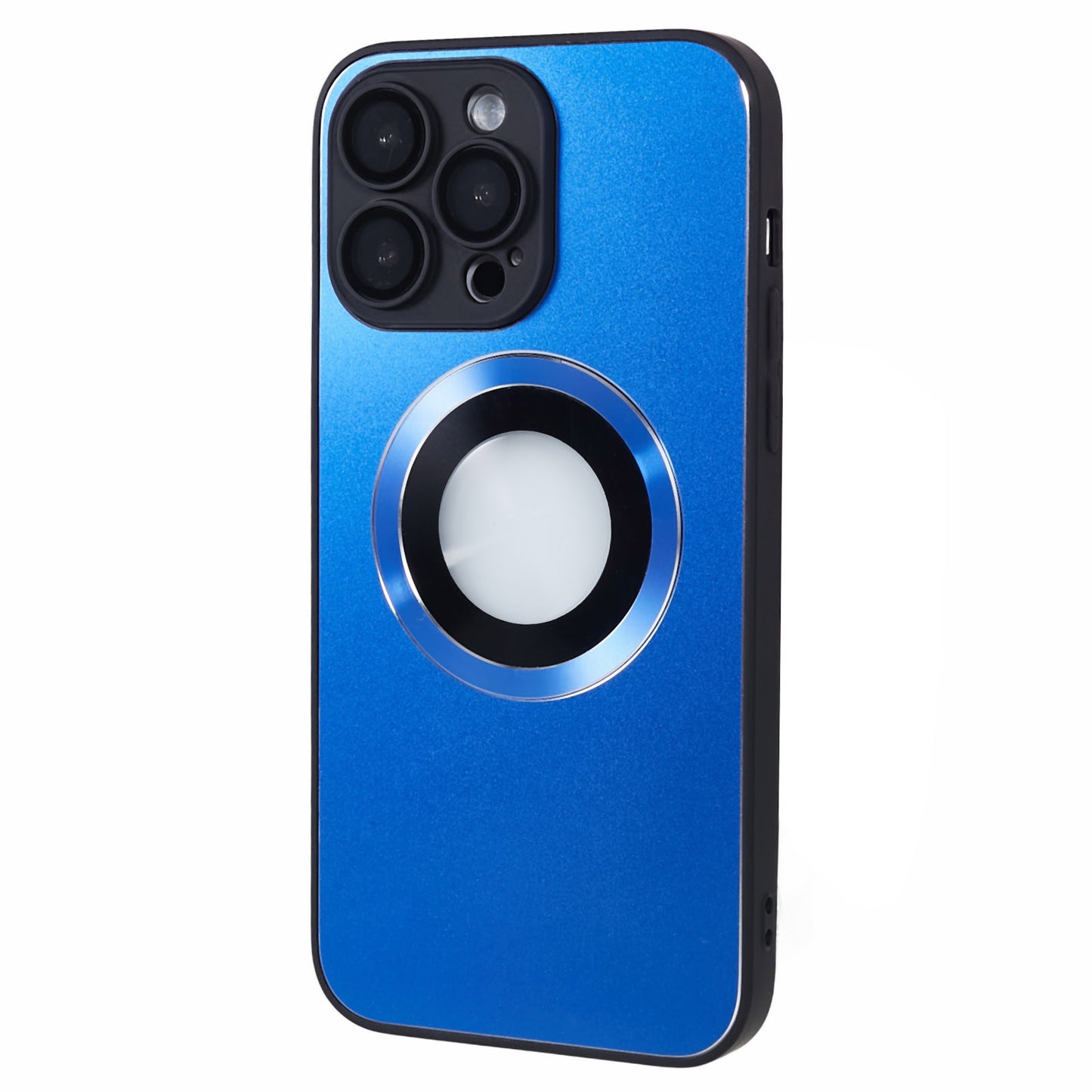 For iPhone 14 Pro TPU Magnetic Phone Case Aluminum Alloy Ring Logo View AG Matte Cover with Lens Protector