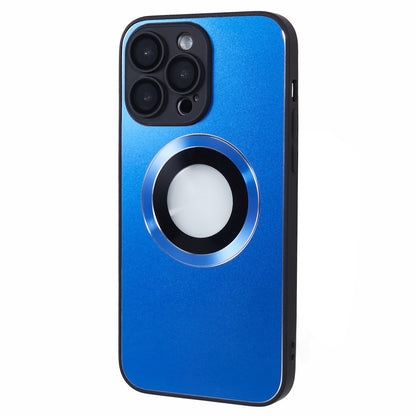 For iPhone 14 Pro TPU Magnetic Phone Case Aluminum Alloy Ring Logo View AG Matte Cover with Lens Protector