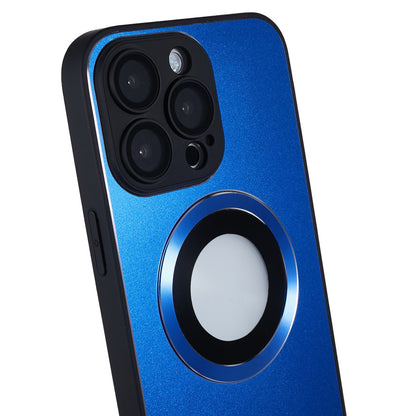 For iPhone 14 Pro TPU Magnetic Phone Case Aluminum Alloy Ring Logo View AG Matte Cover with Lens Protector