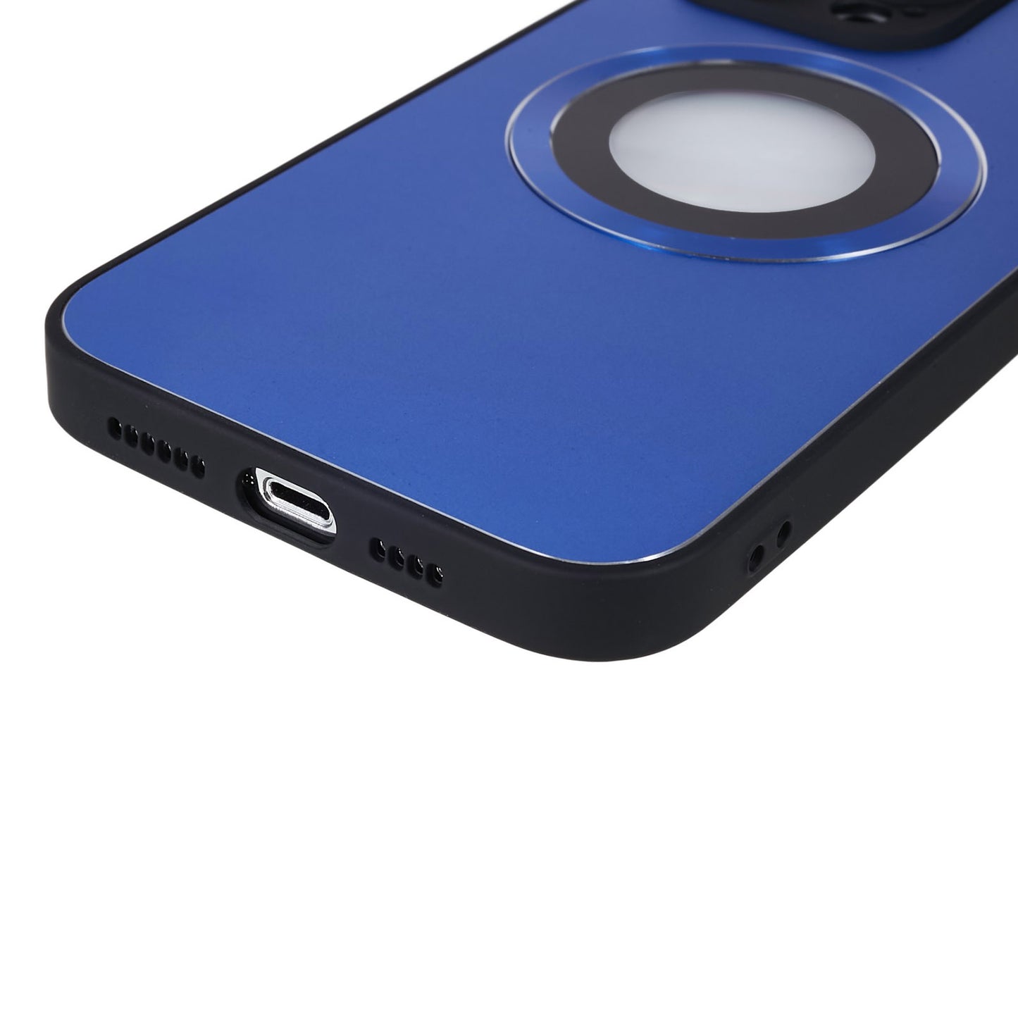 For iPhone 14 Pro TPU Magnetic Phone Case Aluminum Alloy Ring Logo View AG Matte Cover with Lens Protector