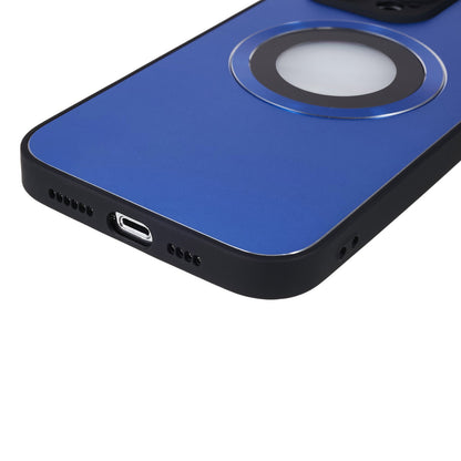 For iPhone 14 Pro TPU Magnetic Phone Case Aluminum Alloy Ring Logo View AG Matte Cover with Lens Protector