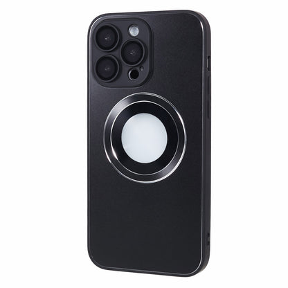 For iPhone 14 Pro TPU Magnetic Phone Case Aluminum Alloy Ring Logo View AG Matte Cover with Lens Protector